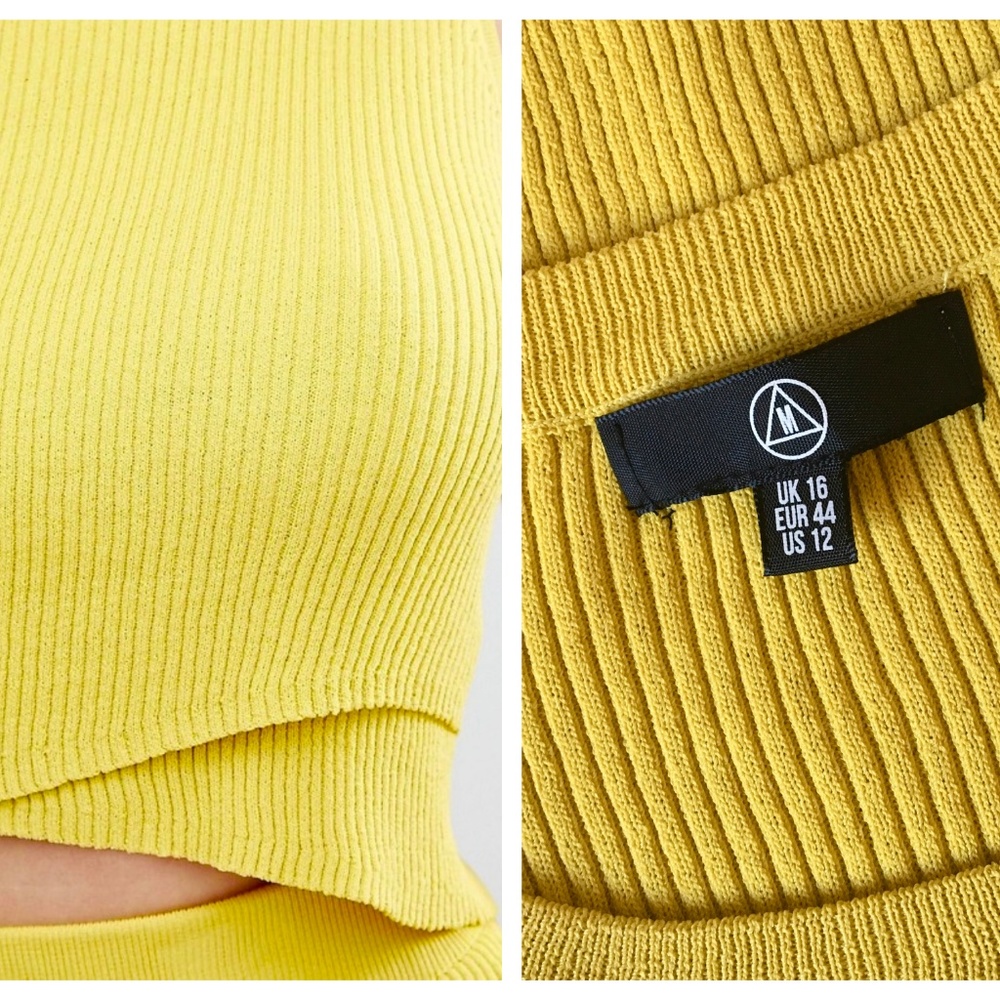 Yellow Missguided Ribbed Wrap Crop Tank - Picture 3 of 4